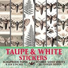 Taupe and White Sticker Set for Scrapbooking and Crafts