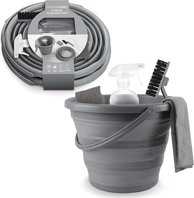 Collapsible Cleaning Bucket Set with Spray, Rag, Brush