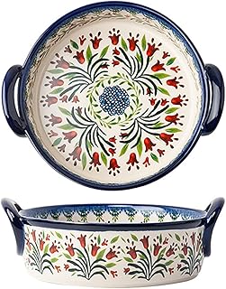 Vintage Tulip Ceramic Casserole Dish with Handles