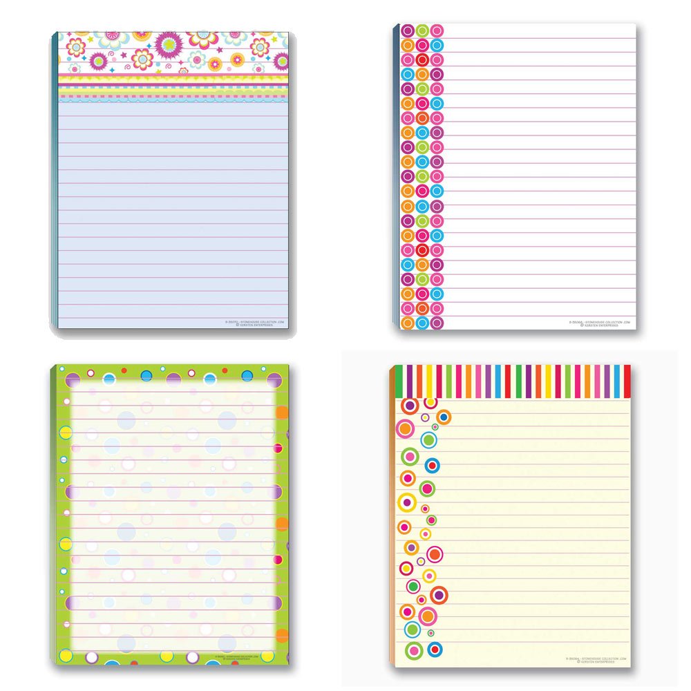 Fun Pattern Notepads, 4 Assorted, Made in USA
