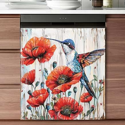 Red Poppy Flower Kitchen Decor Magnet Cover