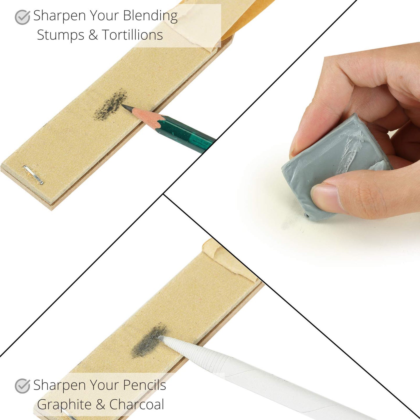 14 Pack Blending Stump Set with Art Eraser and Sharpener