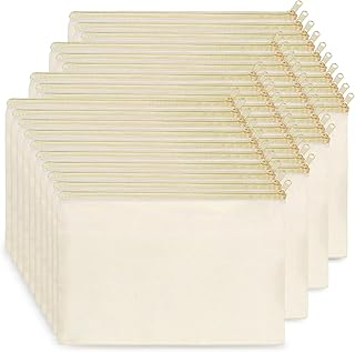 Bulk Canvas Pouches with Zipper, 40 Pack, 7.9x5.5''