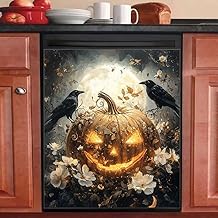 White Flower and Pumpkin Magnet for Kitchen Decor