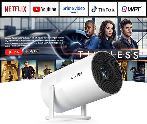 Portable Full HD 1080P Projector with WiFi, Bluetooth, and Rotatable Stand
