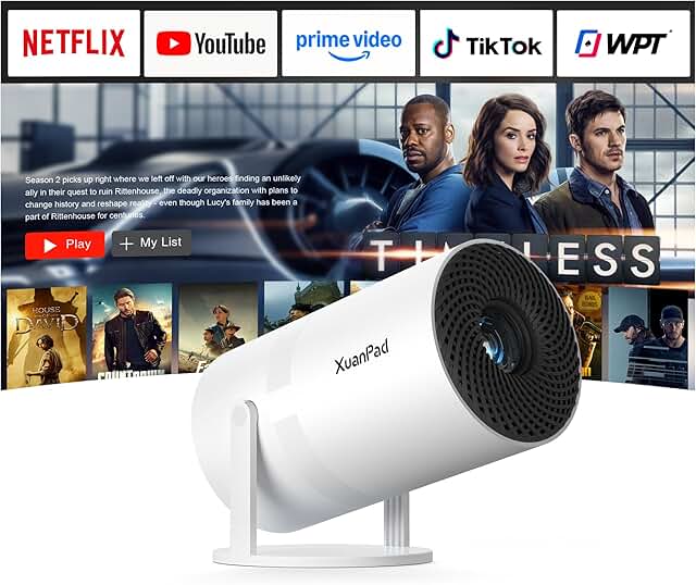 Portable Full HD 1080P Projector with WiFi, Bluetooth, and Rotatable Stand