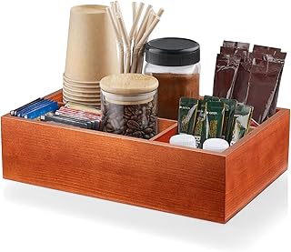 Wood Coffee Station Organizer with Removable Dividers