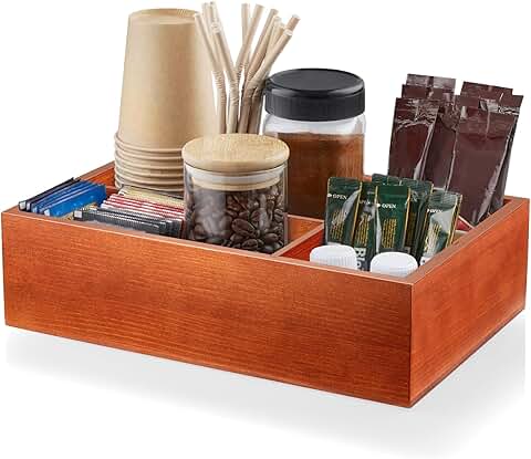Wood Coffee Station Organizer with Removable Dividers