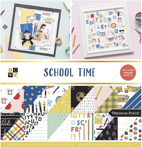 School Time Double Sided Cardstock, 12x12, 36 Sheets