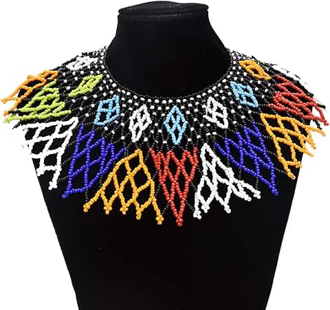 Multicolor Zulu Beaded Necklace with Maasai Design
