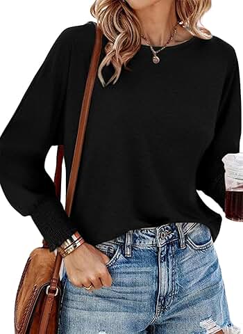 Women's 2025 Spring Puff Long Sleeve Crewneck T-Shirt