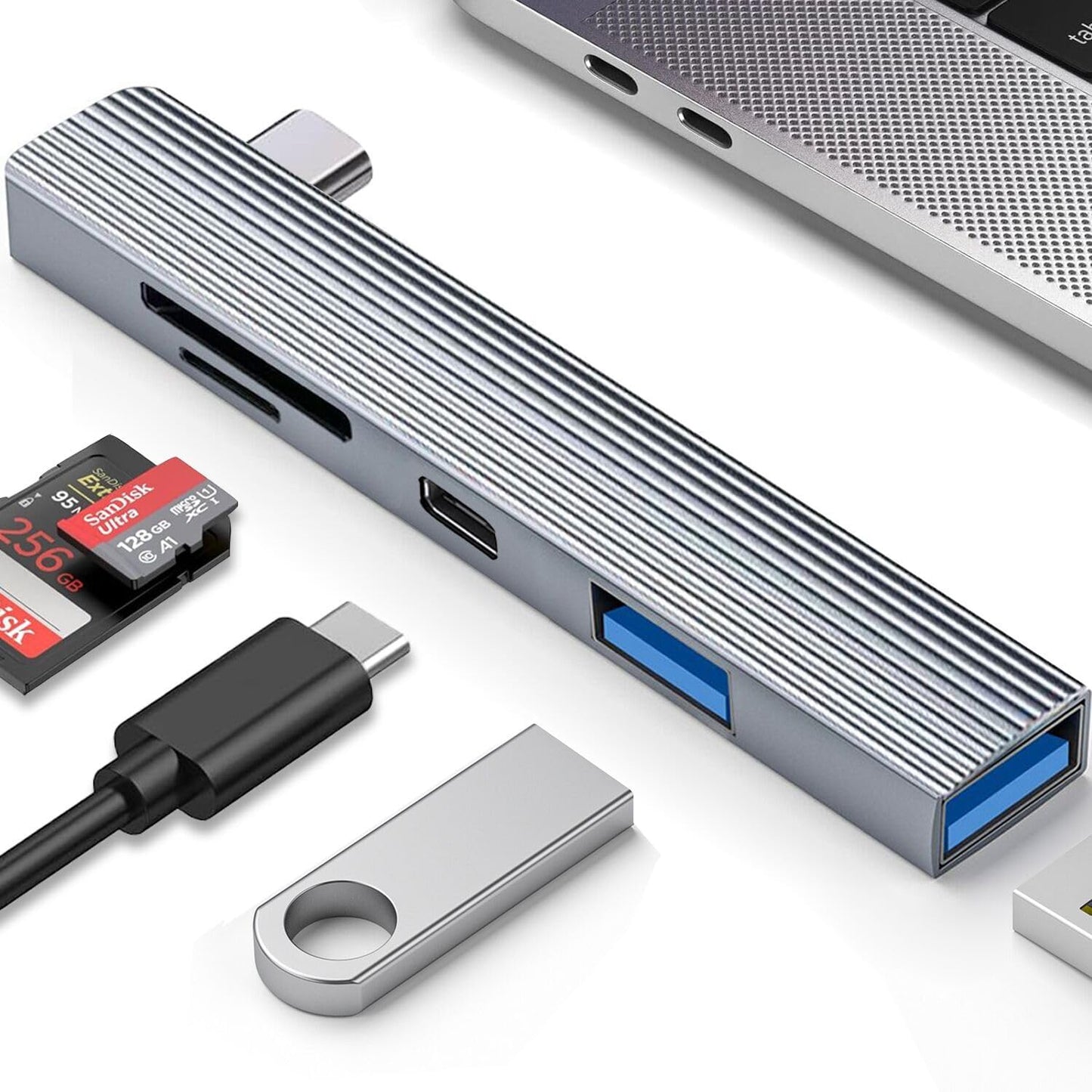 5-in-1 USB C Hub with Card Reader and Headphone Port