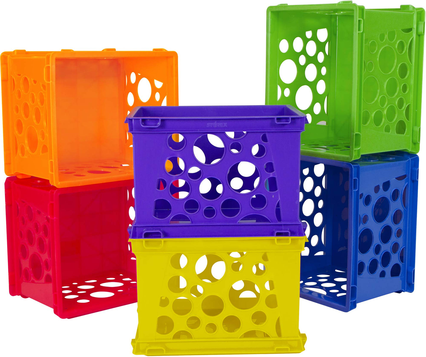 12-pack mini storage crates in assorted colors
