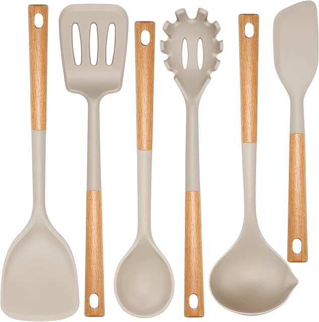 Large Non-stick Silicone Kitchen Utensils Set, 6 Pieces