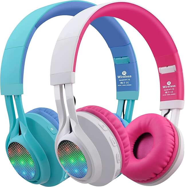 Wireless foldable kids headphones with mic
