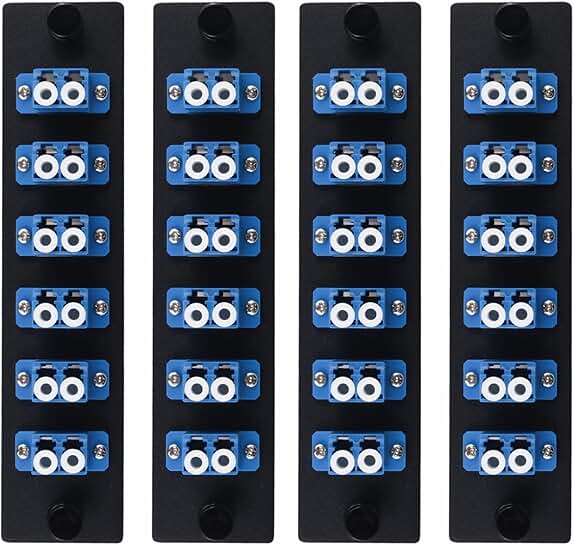 Six Duplex LC Fiber Patch Panel with Blue Adapters, 12 Ports
