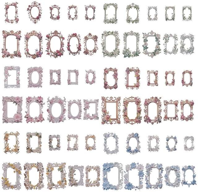 Creates decorative floral photo borders for scrapbooking and collage projects.