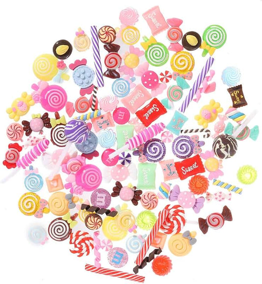 Provides assorted colorful charms for slime, crafts, and scrapbooking projects.