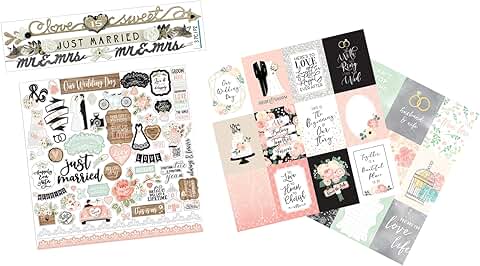 Wedding Scrapbook Supplies Set with Stickers and Paper