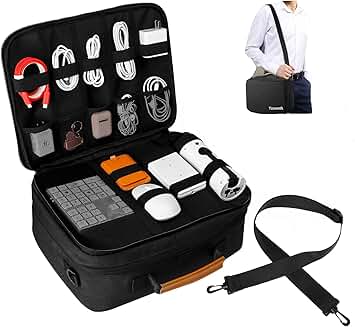 Large Electronics Travel Organizer with Shoulder Strap