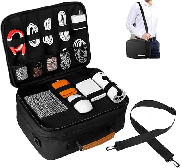 Large Electronics Travel Organizer with Shoulder Strap