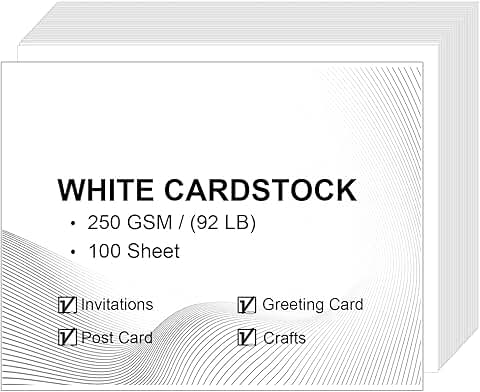 100 Sheets of 250gsm White Cardstock for Crafts and Cards