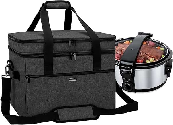 Double Layer Slow Cooker Travel Bag for 8-10 Quart
