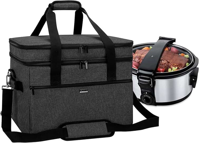 Double Layer Slow Cooker Travel Bag for 8-10 Quart