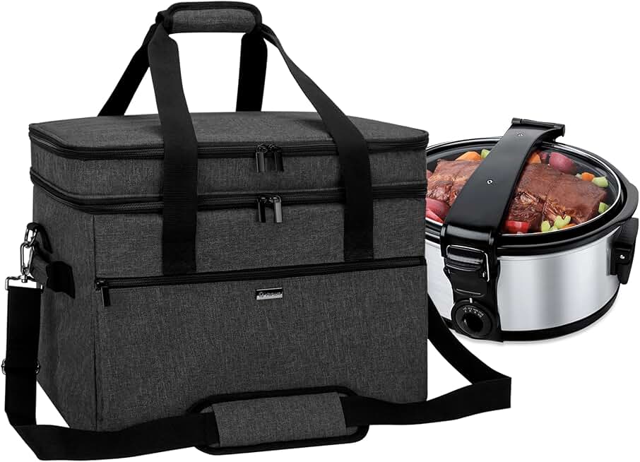 Double Layer Slow Cooker Travel Bag for 8-10 Quart