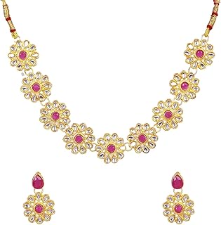 Kundan Floral Choker Necklace and Earrings Set
