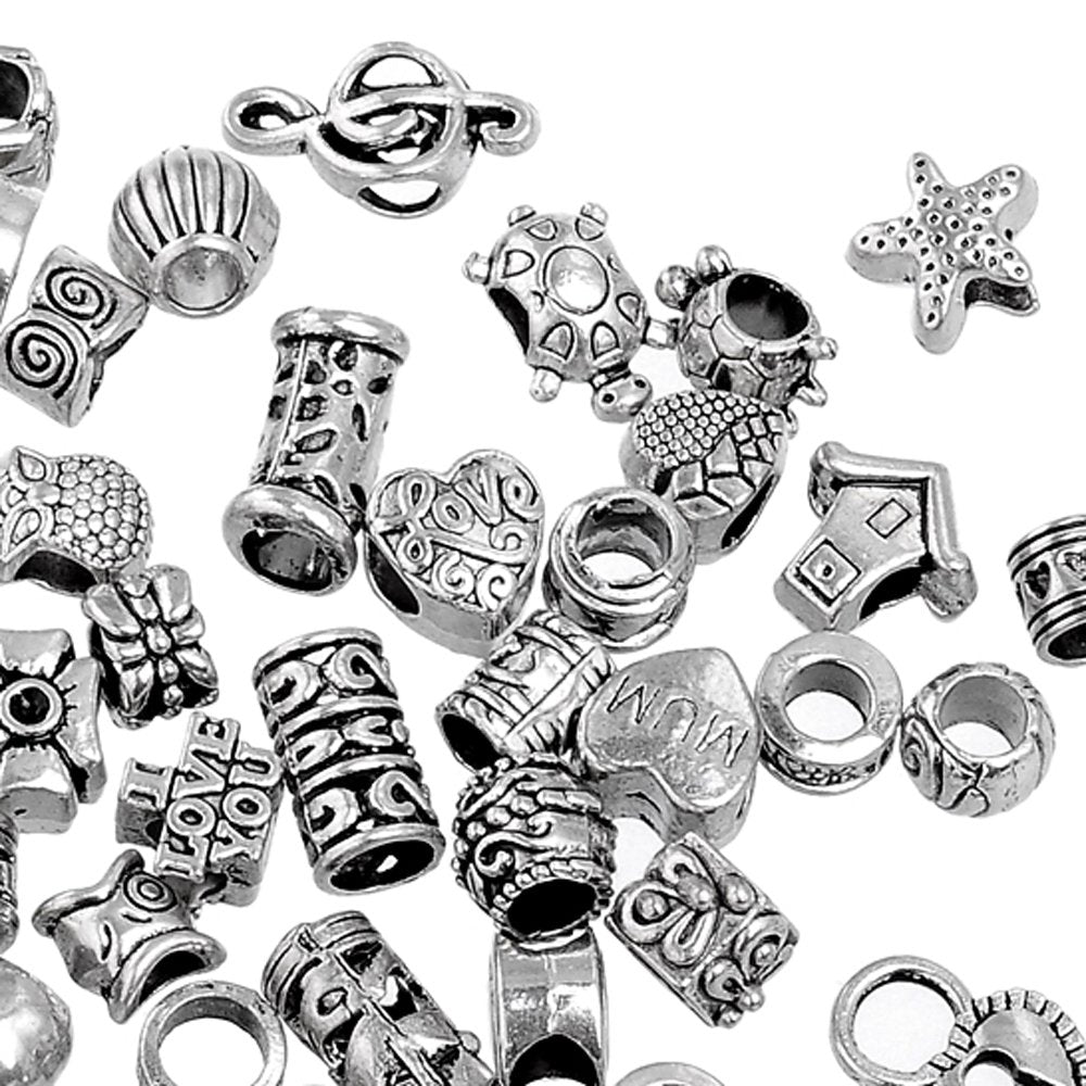100Pcs Tibetan Silver Metal Charm Beads for Jewelry Making