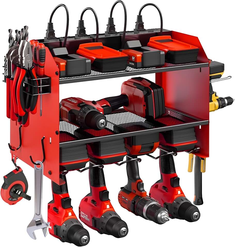 3-Layer Power Tool Organizer with Charging Station