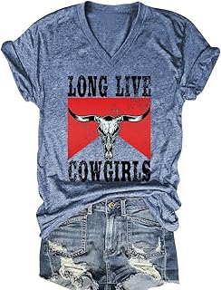 Women’s Cowgirl Cartoon Boots V-Neck Short Sleeve Top