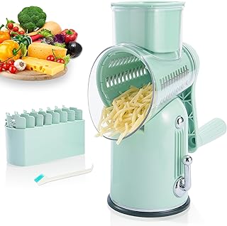 Manual Rotary Cheese Grater with Handle and Replaceable Blades