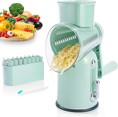 Manual Rotary Cheese Grater with Handle and Replaceable Blades