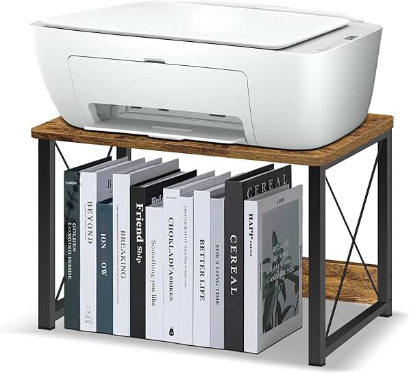 Wooden Printer Stand with Storage for Home and Office