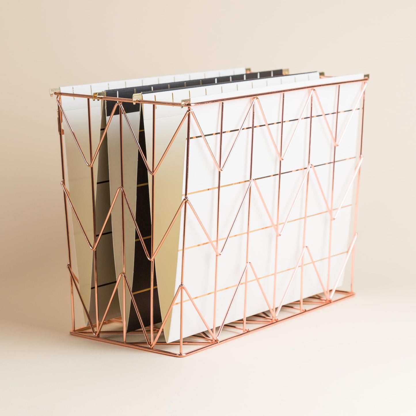 Hanging File Desk Organizer in Rose Gold