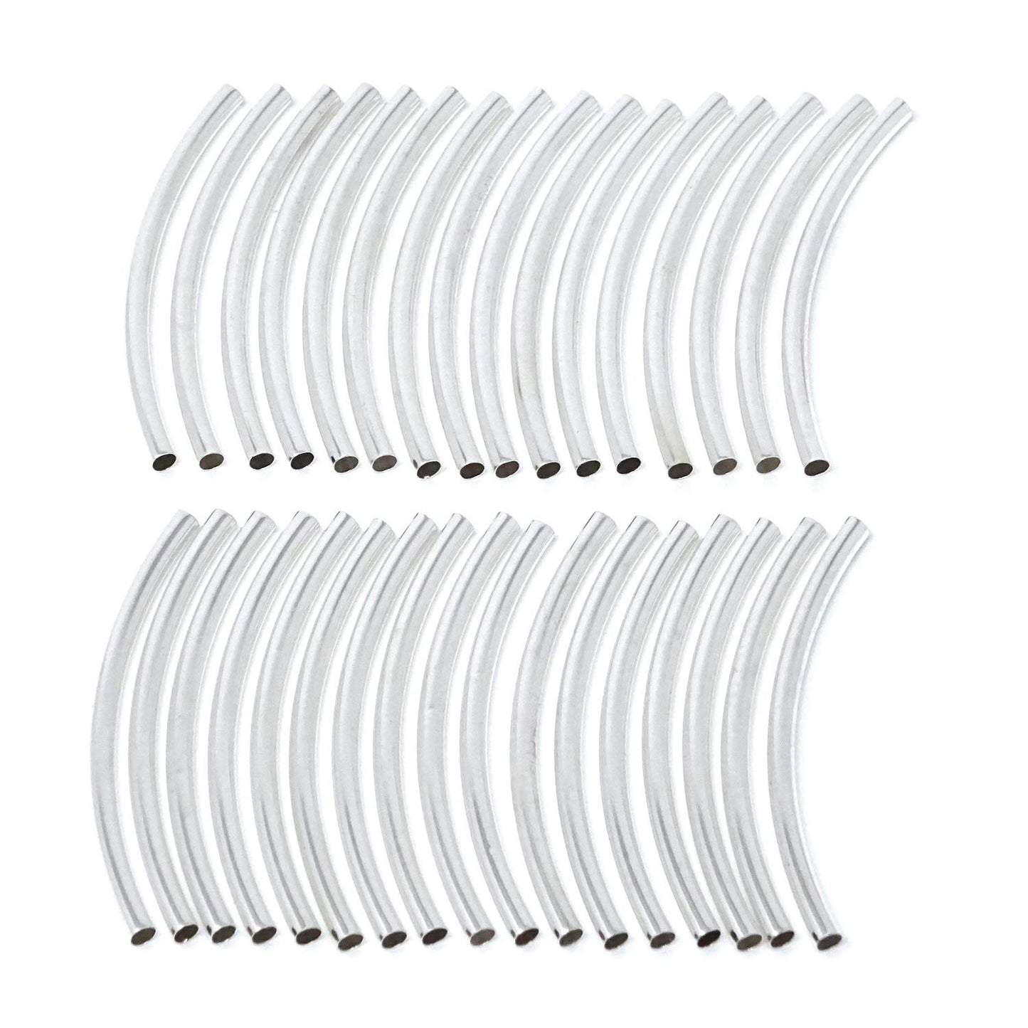50PCS Silver Metal Tube Beads for Jewelry Making