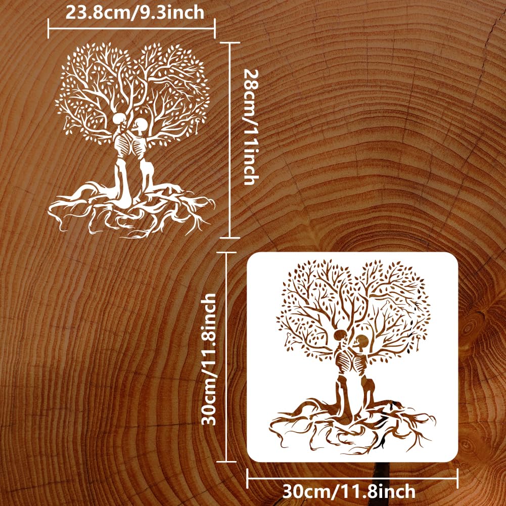 11.8x11.8 Inch Plastic Skull Tree of Life Wall Decor