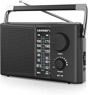 Portable AM FM Radio with Large Speaker and Tuning Dial