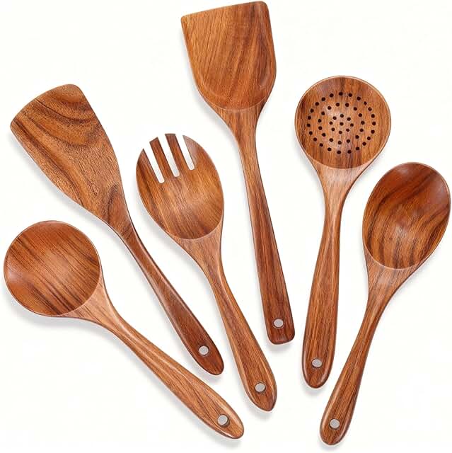 6-Piece Wooden Spoon Set for Cooking