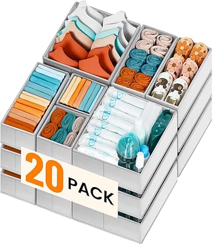 20 Drawer Organizer Clothes and 6 Large Clear Trays