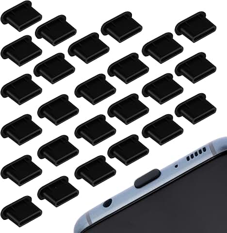25 Pack Silicone USB-C Dust Plugs for Phones and Tablets