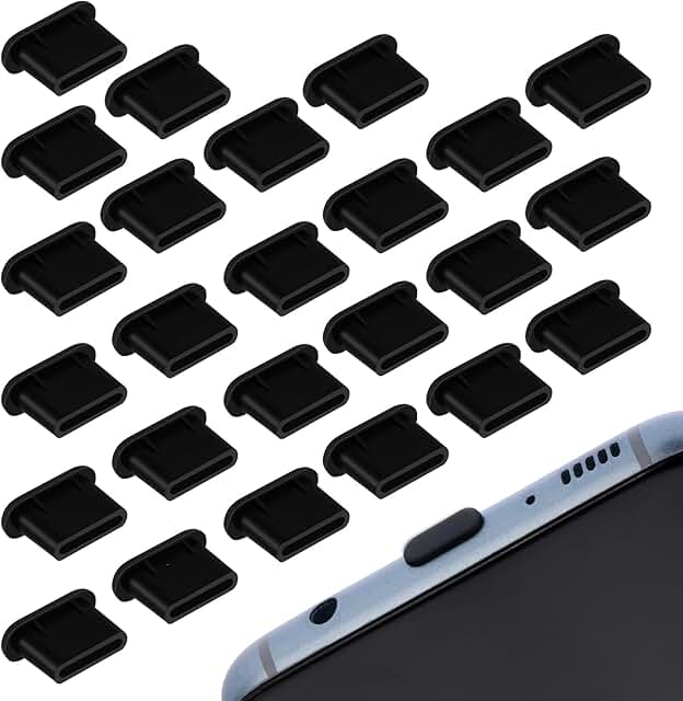 25 Pack Silicone USB-C Dust Plugs for Phones and Tablets