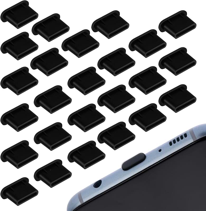 25 Pack Silicone USB-C Dust Plugs for Phones and Tablets