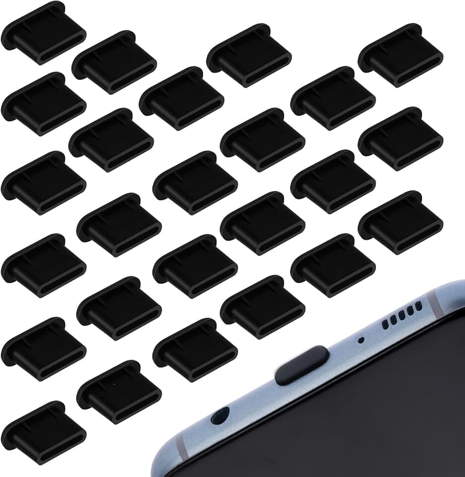 25 Pack Silicone USB-C Dust Plugs for Phones and Tablets