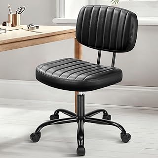 Small Armless Home Desk Chair with Lumbar Support