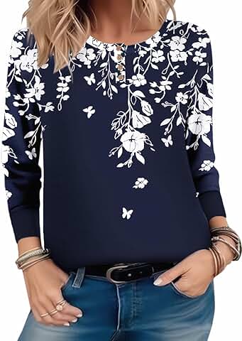 Long Sleeve Women's Henley Shirts for Casual and Work
