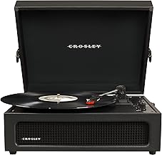 Vintage portable vinyl record player with Bluetooth and built-in speakers