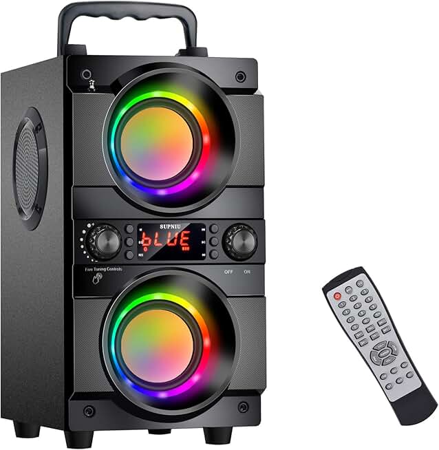 Portable 60W Bluetooth Speaker with Heavy Bass and Lights